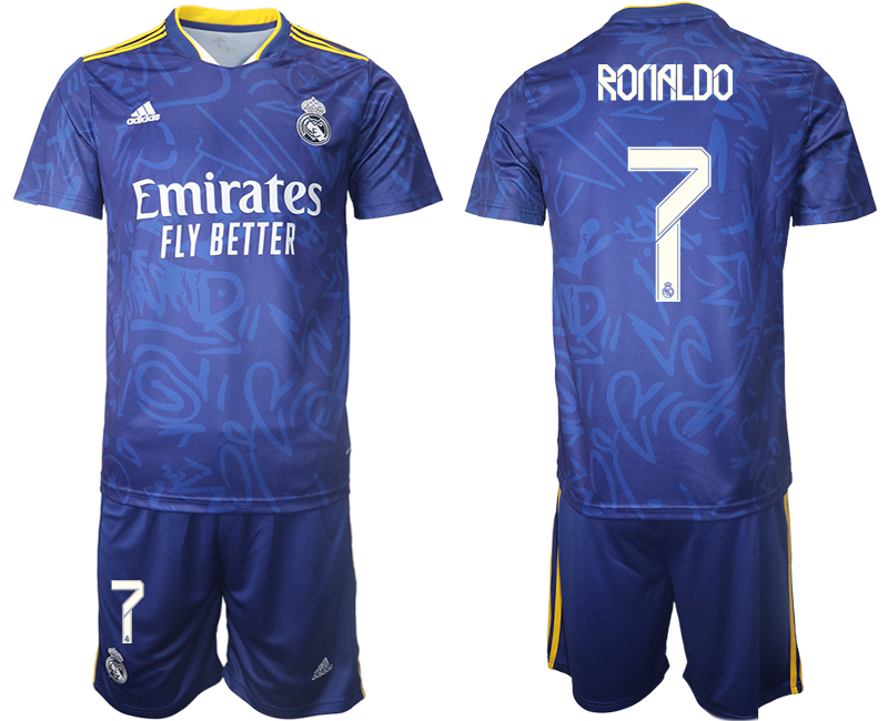 Men 2021-2022 Club Real Madrid away blue #7 Soccer Jersey1